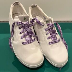 Grasshoppers White Sneakers with Purple Laces Size 9W